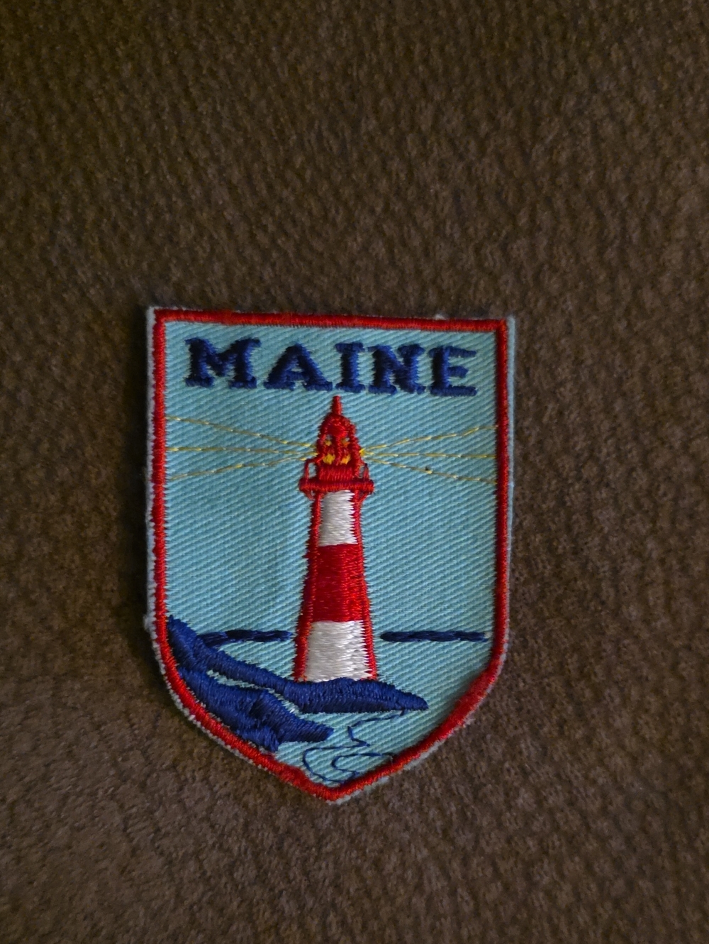 Maine Vintage Lighthouse Embroidered Patch - Light Blue   NEW